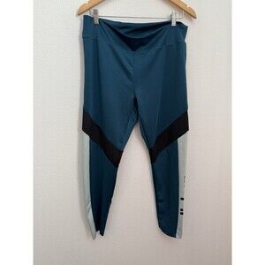 Adidas Climate Leggings Teal Black Spell Out Gym Yoga Running Size XL EUC